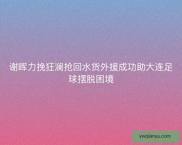 谢晖力挽狂澜抢回水货外援成功助大连足球摆脱困境