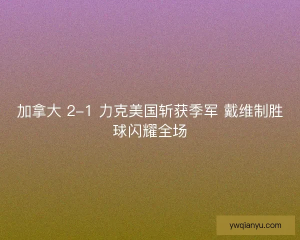 加拿大 2-1 力克美国斩获季军 戴维制胜球闪耀全场