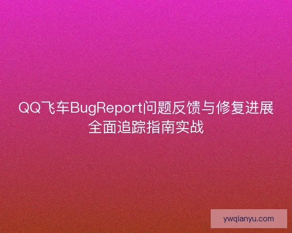 QQ飞车BugReport问题反馈与修复进展全面追踪指南实战